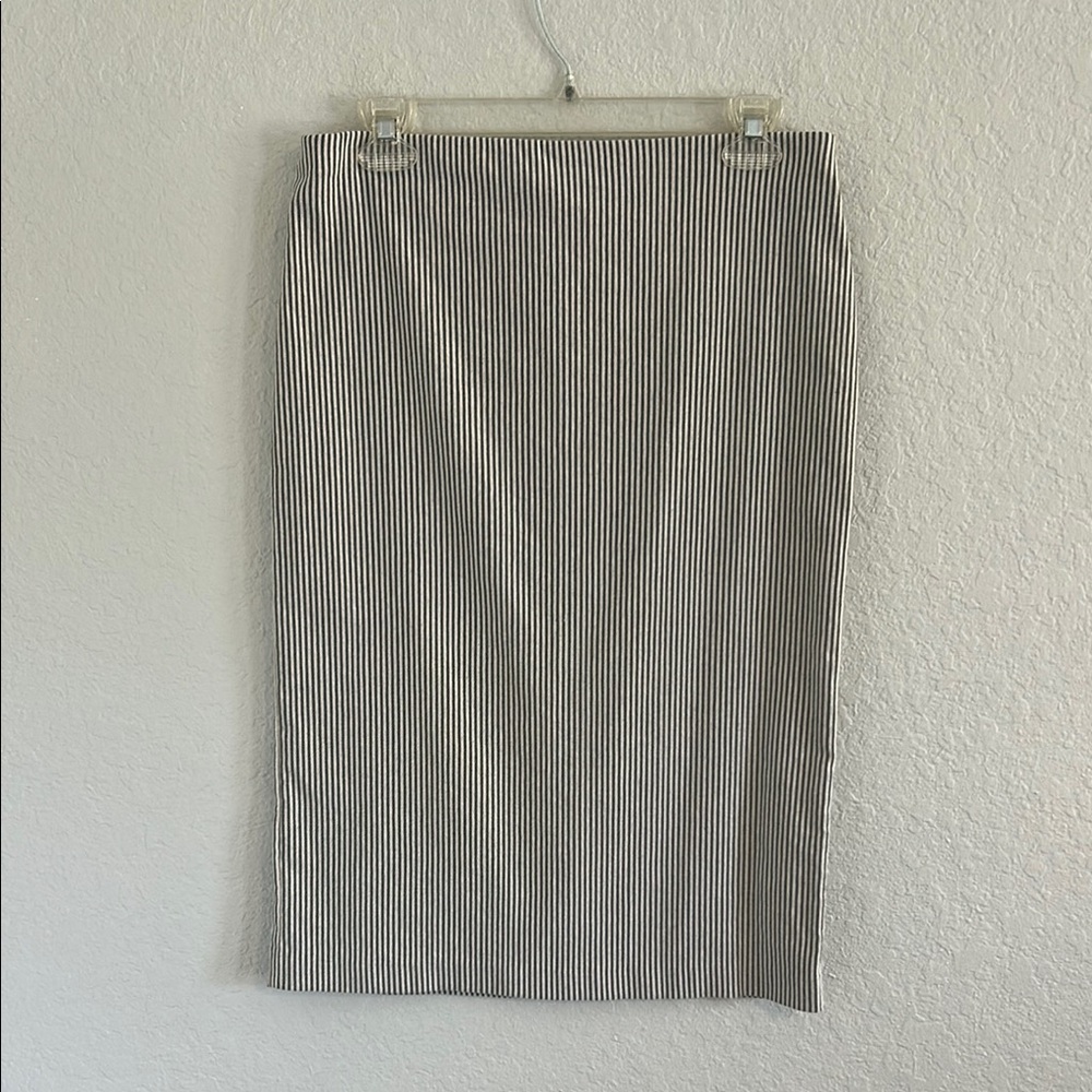 Classic Black & White Pinstripe Pencil Skirt
